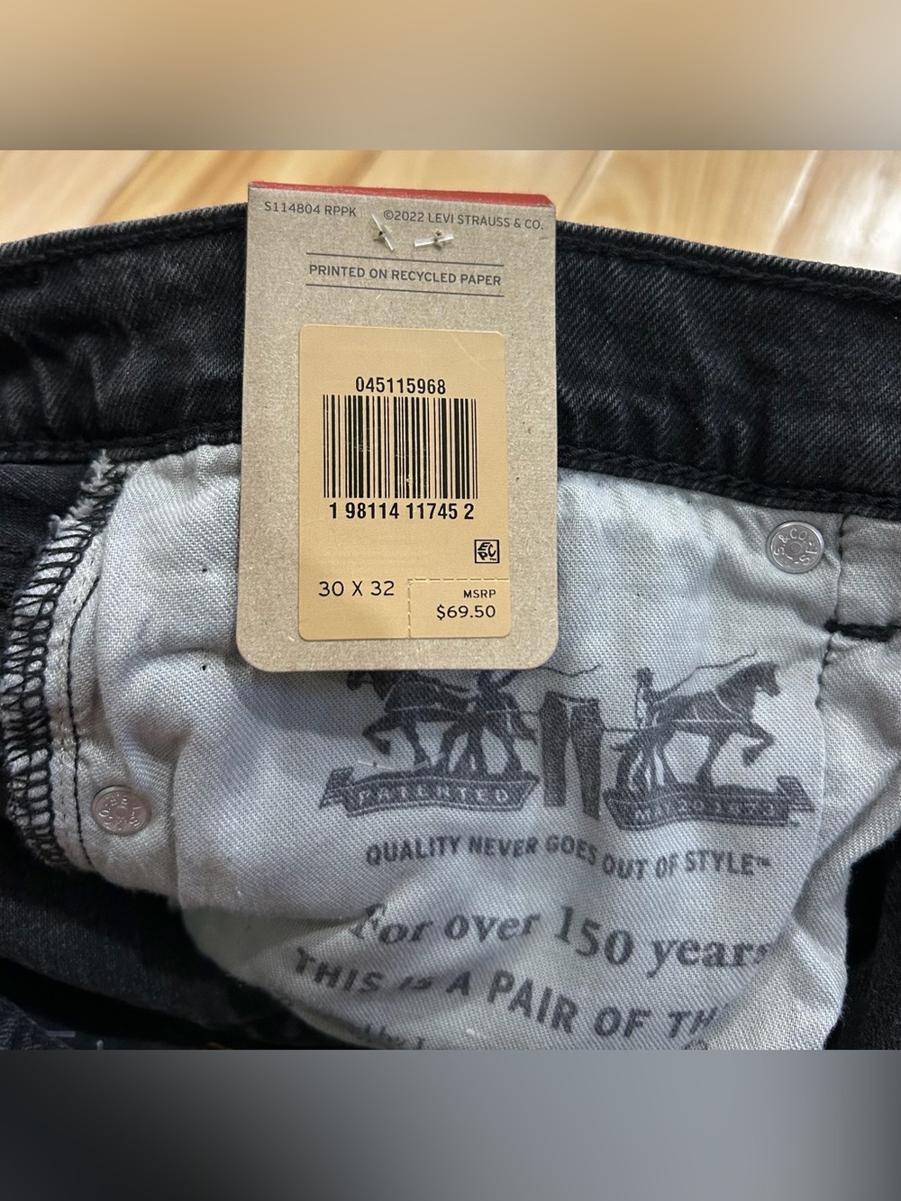 NWT Levi Strauss 511 Slim Stretch Black Jeans - Men’s Size 30 x 32 - Picture 7 of 11